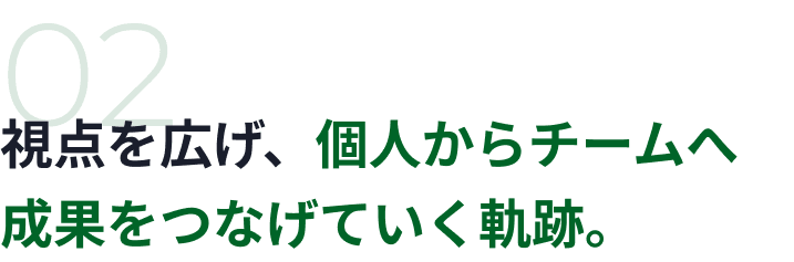 02 視点を広げ、個人からチームへ成果をつなげていく軌跡。